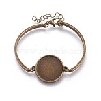Alloy Bangle Making, with Flat Round Cabochons Setting, Antique Bronze, Tray: 20mm, 1/8 inch(0.4cm), Inner Diameter: 2 inch(5~5.1cm)(MAK-WH0005-01AB)