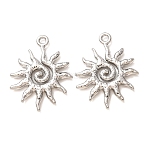 Alloy Pendants, Spiral Sun Charms, Rack Plating, Long-Lasting Plated, Cadmium Free & Lead Free, Platinum, 25x19x2.5mm, Hole: 1.6mm(AL-CBAB7DD-07P)