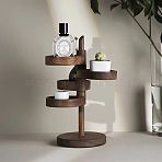 4-Tier Rotating Round Wood Jewelry Towers, Jewelry Organizer Holder for Earrings Rings Bracelets, Coconut Brown, 17.5x13x27cm(WD-CBA95BD-02B)