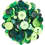 Resin Buttons, 4-Hole, Flat Round, Green, 9~34x2~6mm, Hole: 1.6~2.5mm, 150g/set(BUTT-WH20002-07D)
