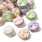 Handmade Polymer Clay Rhinestone Beads, with Resin and ABS Imitation Pearl and Iron, Flower & Butterfly Disco Ball Beads, Mixed Color, 21~23x15~17mm, Hole: 1.8mm(CLAY-Z005-03)