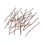 Iron Flat Head Pins, Cadmium Free & Lead Free & Nickel Free, Red Copper, 50x0.75~0.8mm, 20 Gauge, about 2100pcs/500g, Head: 2mm(S-IFIN-R217-0.7x50-R)