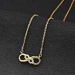 925 Sterling Silver Micro Pave Clear Micro Pave Cubic Zirconia Double Infinity Pendant Necklaces for Women, Golden, 15.43 inch(39.2cm)(NJEW-D315-03G)