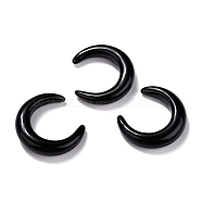 Natural Obsidian Beads, No Hole, for Wire Wrapped Pendant Making, Double Horn/Crescent Moon, 31x28x6.5mm(G-J366-13)