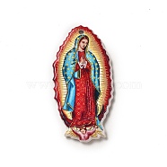 Double-sided Printed Acrylic Pendants, Virgin Mary Charm, Colorful, 40.5x20x2.5mm, Hole: 1.8mm(MACR-K330-18)
