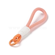 Braided Nylon Strap, Alloy Clasp for Key Chain Bag Phone Lanyard, Orange, 155mm(AJEW-C035-03C)