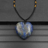 Natural Lapis Lazuli Pendant Necklaces, Heart, 15.75~23.62 inch(40~60cm)(XA8803-18)