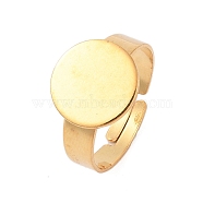 Adjustable 304 Stainless Steel Finger Rings Components, Pad Ring Base Findings, Flat Round, Real 18K Gold Plated, Tray: 12mm, 17mm(STAS-F149-21G-D)