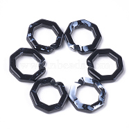 Acrylic Linking Rings, Quick Link Connectors, For Jewelry Chains Making, Imitation Gemstone Style, Octagon, Black, 25.5x25.5x5.5mm, Hole: 16x16mm, about: 250pcs/500g(OACR-S021-26G)