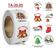 Paper Self-Adhesive Clothing Size Labels, for Clothes, Size Tags, Round with Christmas Theme, Mixed Color, 25mm(DIY-B077-01A-02)