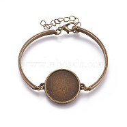 Alloy Bracelet Making, with Flat Round Cabochons Setting, Antique Bronze, 2 inch(5~5.1cm), Tray: 20mm(MAK-WH0005-01AB)