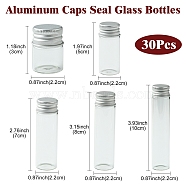 30Pcs Empty Glass Bead Storage Tubes, with Platinum Plated Screw Aluminum Cap and Silicone Stopper, Column, Clear, 3x2.2cm, Capacity: 5ml(0.17fl. oz)(AJEW-YW0001-16A)