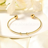 Fashion 304 Stainless Steel Cuff Bangles Torque Bangles, with Soldered Round Beads, Golden, 2 inch~2-1/2 inch(50~65mm)(X-BJEW-H473-01G)