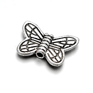 Vintage Alloy Butterfly Beads, Antique Silver, 11x14x3mm, Hole: 1mm(KK-M112-14AS)