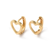 Rack Plating Brass Hollow Heart Hoop Earrings for Women, Lead Free & Cadmium Free, Real 18K Gold Plated, 12x10x10mm, Pin: 1mm(KK-O142-05G)