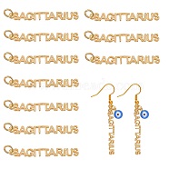 10Pcs Brass Pendants, with Jump Rings, Long-Lasting Plated, Constellation/Zodiac Sign, Golden, Sagittarius, Sagittarius: 4x34x1.5mm, Hole: 3mm(KK-SZ0004-36C)