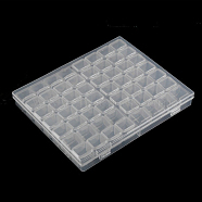Transparent Plastic 56 Grids Bead Containers, with Independent Bottles & Lids, Each Row 8 Grids, Rectangle, Clear, 21x17.4x2.6cm(CON-PW0001-028B)