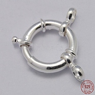 925 Sterling Silver Spring Rings Clasps, Silver, 15mm(STER-A007-13E)