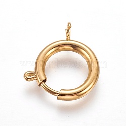 304 Stainless Steel Spring Ring Clasps, Flat Round, Golden, 23~24x17x3mm, Hole: 3mm(X-STAS-P234-47G)