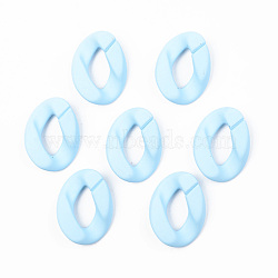 Opaque Spray Painted Acrylic Linking Rings, Quick Link Connectors, for Curb Chains Making, Unwelded, Twist, Light Sky Blue, 39.5x29.5x7.5mm, Inner Diameter: 22x11mm(OACR-T024-01-I02)