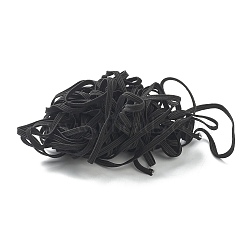 Flat Braided Elastic Rope Cord, Heavy Stretch Knit Elastic, Black, 3.5mm, about 9~10m/bag(EC-XCP0001-14)