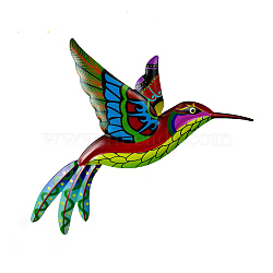 Wrought Iron Hummingbird Pendant Decoration, Art Craft Home Wall Decor, Colorful, 220x260x5mm(PW-WGE2827-03)