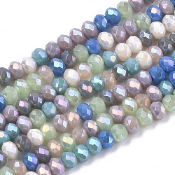 Electroplate Glass Beads Strands, AB Color Plated, Faceted, Rondelle, Royal Blue, 3x2.5mm, Hole: 0.7mm, about 188~190pcs/16.93 inch~17.71 inch(43~45cm)(X-EGLA-S192-001A-B05)