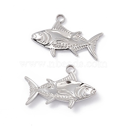 Non-Tarnish 304 Stainless Steel Pendants, Fish Charms, Stainless Steel Color, 19x29x3mm, Hole: 3mm(STAS-K242-03P)