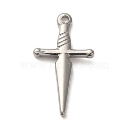 304 Stainless Steel Pendants, Sword Charms, Stainless Steel Color, 24x13x2mm, Hole: 1.6mm(STAS-R223-05B)