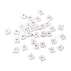 925 Sterling Silver Beads, Square, Silver, 3x3x1mm, Hole: 1mm, about 125Pcs/10g(STER-D035-08S)