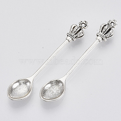 Tibetan Style Alloy Big Pendants, Cadmium Free & Lead Free, Spoon, Antique Silver, 59.5x11.5x7mm, Hole: 1.2mm.(TIBEP-T008-01AS-RS)