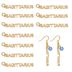 10Pcs Brass Pendants, with Jump Rings, Long-Lasting Plated, Constellation/Zodiac Sign, Golden, Sagittarius, Sagittarius: 4x34x1.5mm, Hole: 3mm(KK-SZ0004-36C)