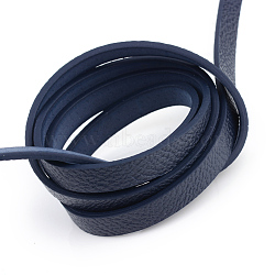 Imitation Leather Cords, Random Color On The Back, Medium Blue, 10x2~2.5mm, about 1.31 yards( 1.2m)/strand(LC-T001-04E)