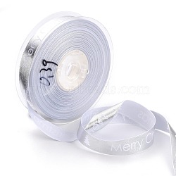 Polyester Ribbon, Single Face Hot Stamping, for Christmas Gift Wrapping, Party Decorate, Word Merry Christmas, Silver, 5/8 inch(16mm), 100 yards/roll(91.44m/roll)(SRIB-B002-06A)