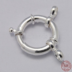 925 Sterling Silver Spring Rings Clasps, Silver, 15mm(STER-A007-13E)