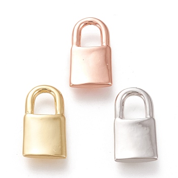 Brass Pendants, Long-Lasting Plated, Padlock, Mixed Color, 16x9x2mm, Hole: 4.3x5.5mm