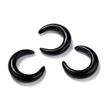 Natural Obsidian Beads, No Hole, for Wire Wrapped Pendant Making, Double Horn/Crescent Moon, 31x28x6.5mm