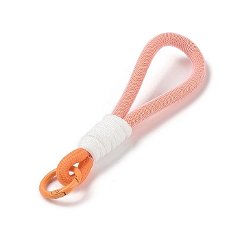 Braided Nylon Strap, Alloy Clasp for Key Chain Bag Phone Lanyard, Orange, 155mm