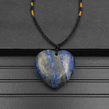 Natural Lapis Lazuli Pendant Necklaces, Heart, 15.75~23.62 inch(40~60cm)