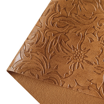 Embossed Flower Pattern Imitation Leather Fabric, for DIY Leather Crafts, Bags Making Accessories, Goldenrod, 30x135cm