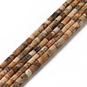 Natural Picture Jasper Beads Strands, Column, 4.5x4mm, Hole: 0.6mm, about 100pcs/strand, 14.96''(38cm)