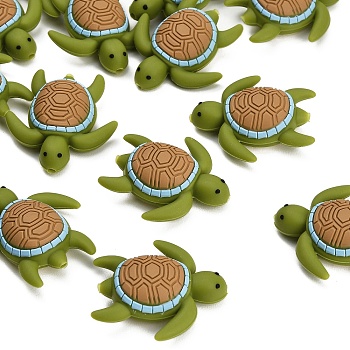 Silicone Beads, Focal Beads, Olive Drab, Tortoise, 37x34x13mm, Hole: 2mm