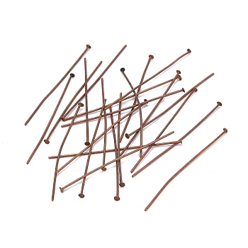 Iron Flat Head Pins, Cadmium Free & Lead Free & Nickel Free, Red Copper, 50x0.75~0.8mm, 20 Gauge, about 2100pcs/500g, Head: 2mm