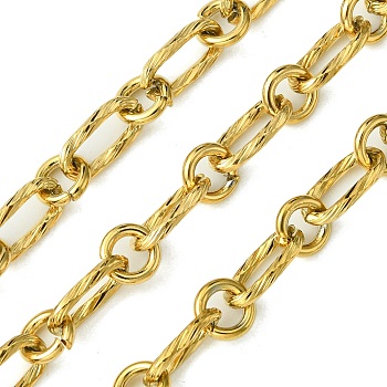 Ion Plating(IP) 304 Stainless Steel Chains, Unwelded, with Spool, Golden, 12x6x1.5mm