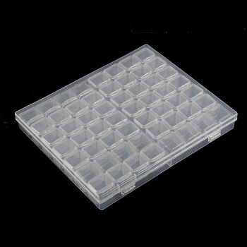 Transparent Plastic 56 Grids Bead Containers, with Independent Bottles & Lids, Each Row 8 Grids, Rectangle, Clear, 21x17.4x2.6cm