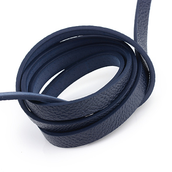 Imitation Leather Cords, Random Color On The Back, Medium Blue, 10x2~2.5mm, about 1.31 yards( 1.2m)/strand
