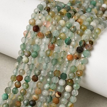 Natural African Jade Beads Strands, Faceted, Round, 3.5mm, Hole: 0.6mm, about 119~120pcs/strand, 15.24''~15.47"(38.7~39.3cm)