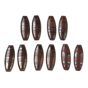 Natura Tiger Iron Pendants, Matching Geometric Charms, Oval Charms, 38~38.5x13~13.5x4x4~4.5mm, Hole: 1.4~1.6mm