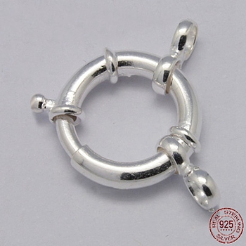 925 Sterling Silver Spring Rings Clasps, Silver, 15mm