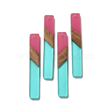 Light Blue Rectangle Resin+Wood Big Pendants